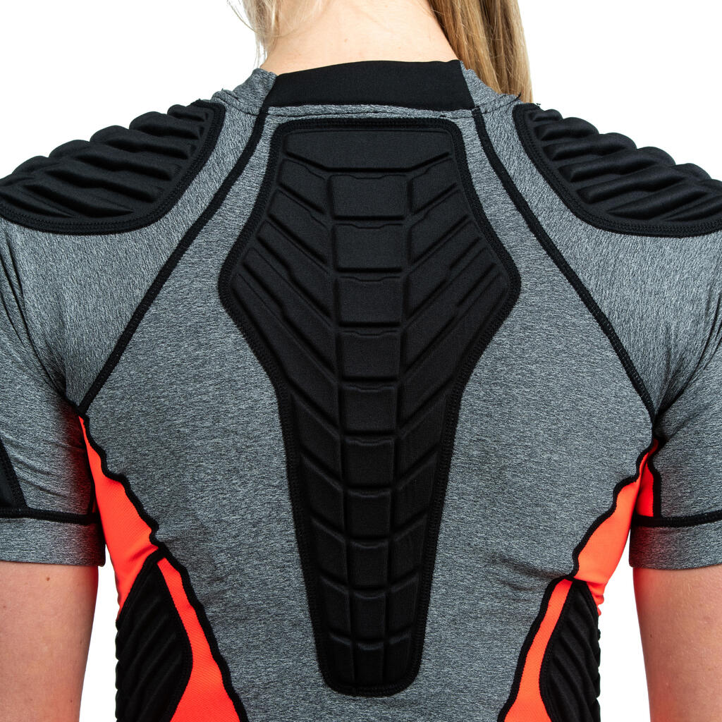 Women's Rugby Shoulder Pads R900 - Grey/Coral