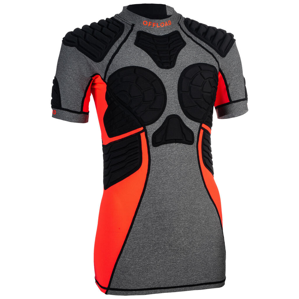 Women's Rugby Shoulder Pads R900 - Grey/Coral