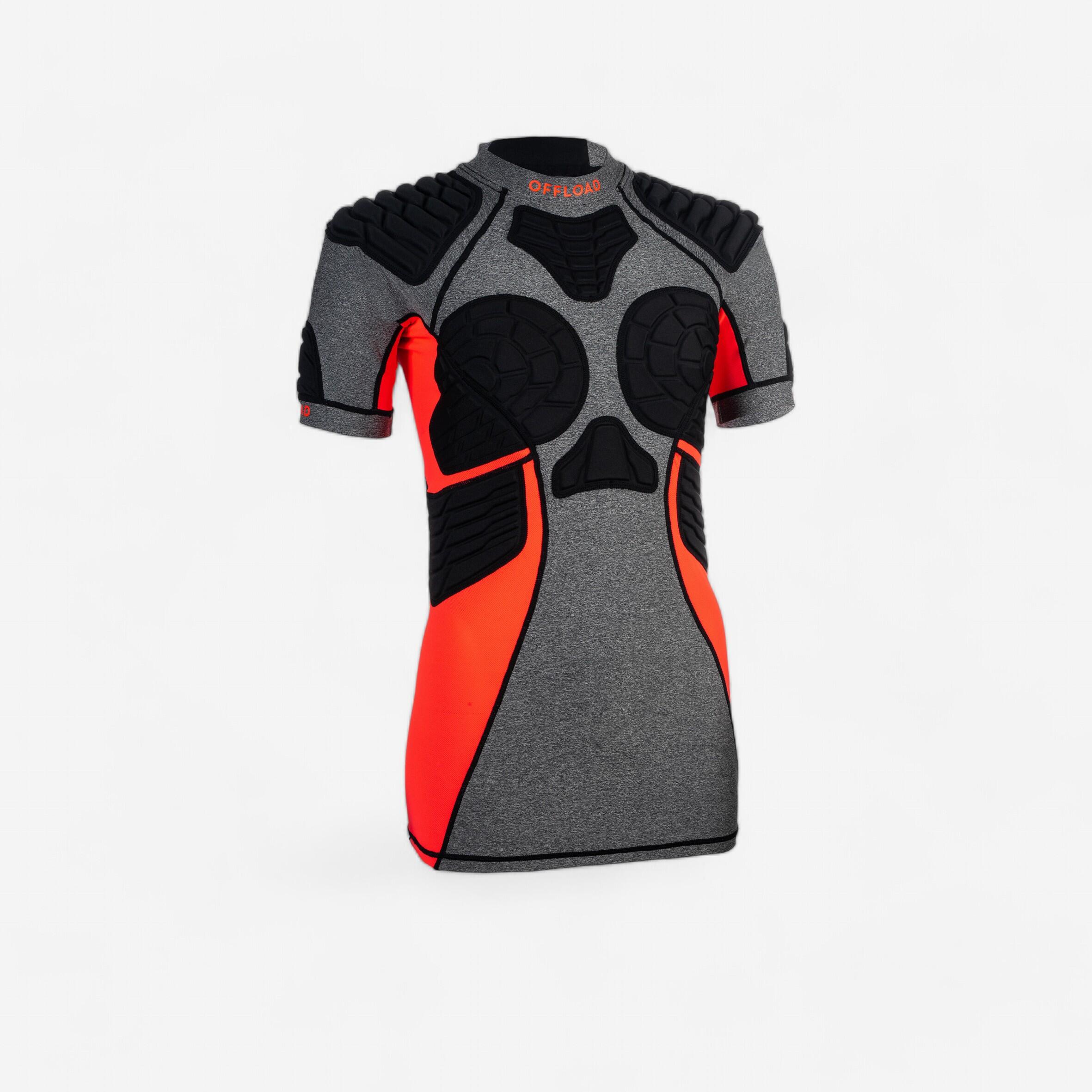 Women's Rugby Shoulder Pads R900 Grey/Coral Decathlon