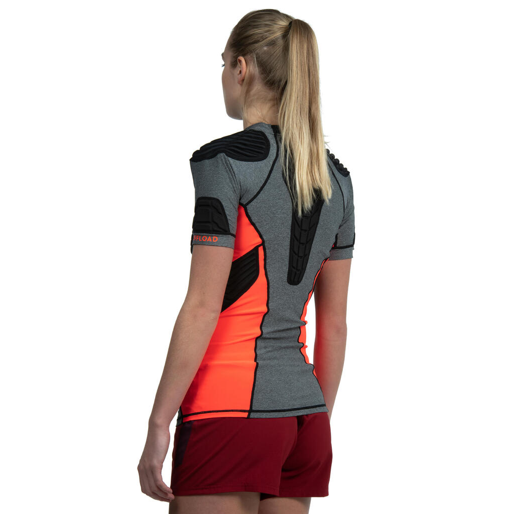 Women's Rugby Shoulder Pads R900 - Grey/Coral