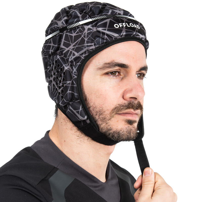 500 Adult Rugby Scrum Cap Black/Grey Decathlon