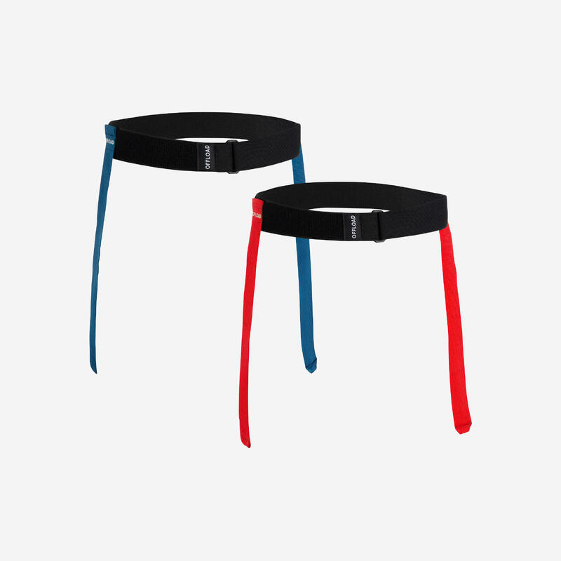 Kit de Cinturones Offload Para Rugby Flag R500 Azul y Rojo