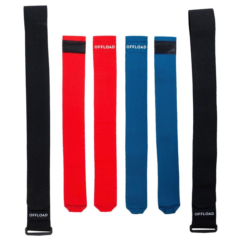 Kit de Cinturones Offload Para Rugby Flag R500 Azul y Rojo