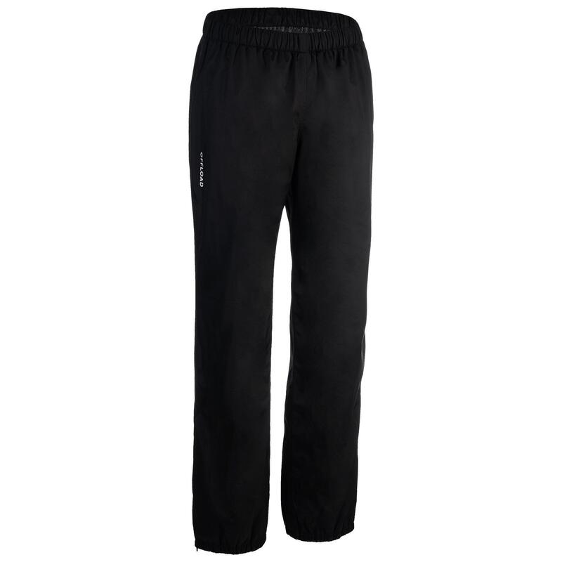 Pantalón Cortaviento Impermeable Lluvia Rugby Offload R500 niños Negro