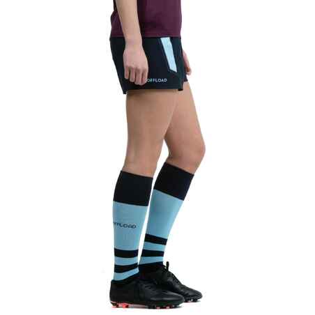 Rugbyshorts R500 Damen marineblau/hellblau