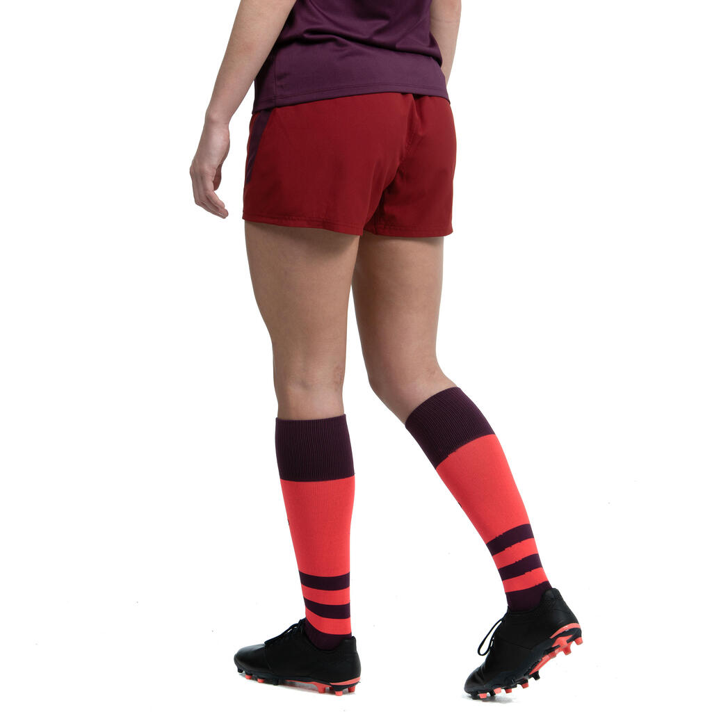 Women's Rugby Shorts R500 - Burgundy/Plum