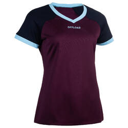 Women's Rugby Short-Sleeved Jersey R500 - Plum/Navy