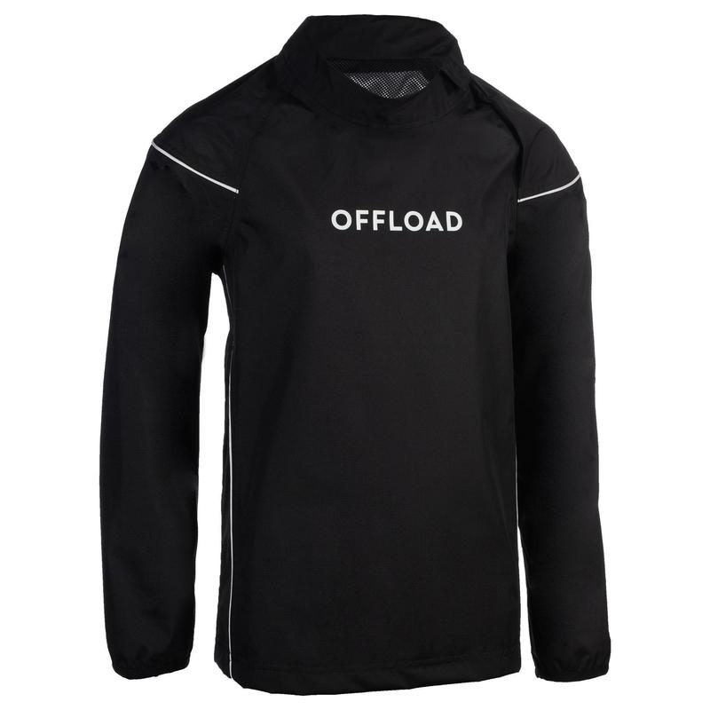 Cortaviento Impermeable Smocktop Lluvia Rugby Offload R500 Júnior Negro