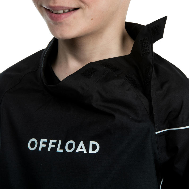 Junior Rugby Windproof Waterproof Smock Top R500 Black Decathlon