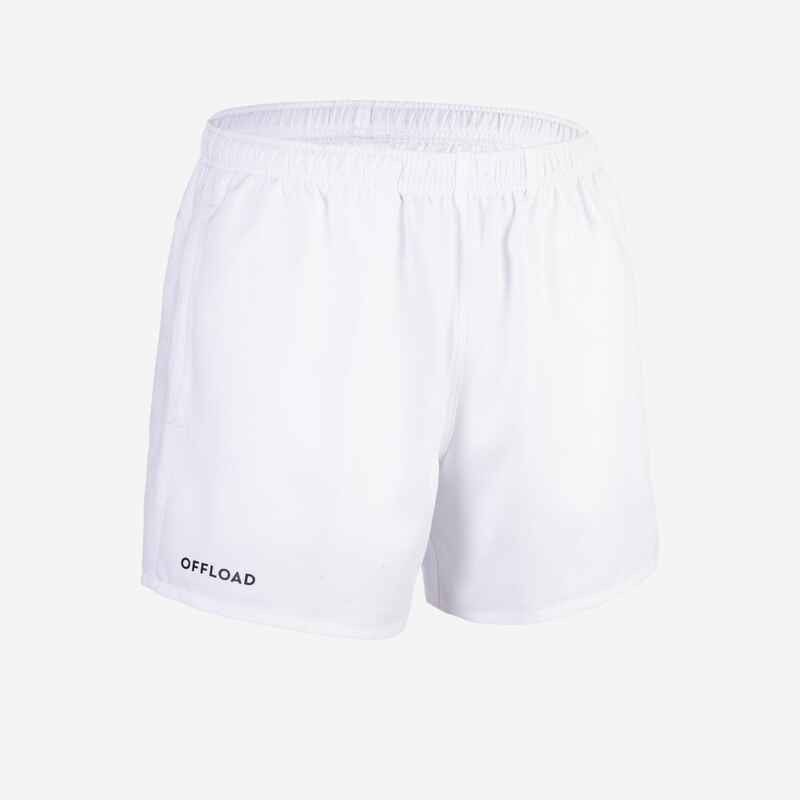 R100 Adult Rugby Club Pocketless Shorts White Decathlon