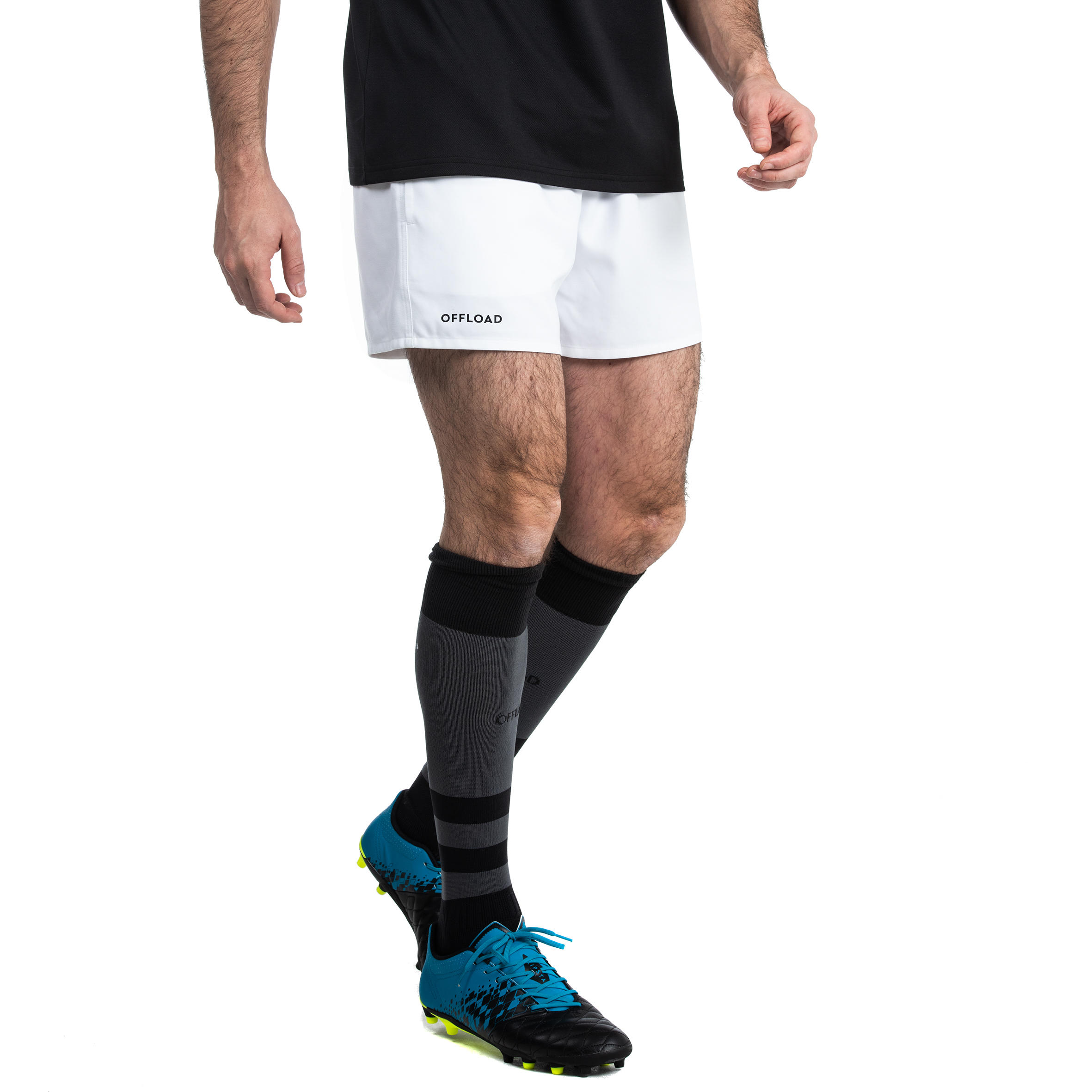 Calze da rugby alte R500 nero grigio