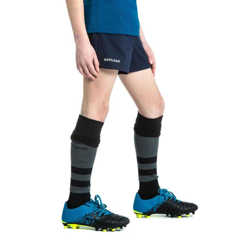 Kids' Pocketless Rugby Shorts R100 Navy Blue Decathlon