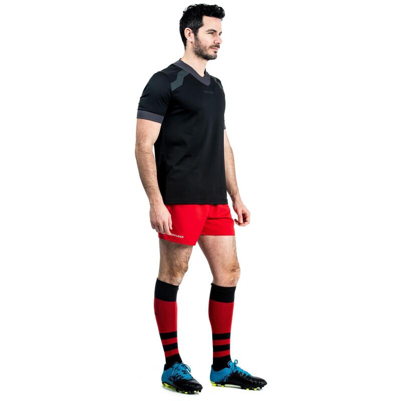 Pantalón corto Rugby Adulto R100 rojo