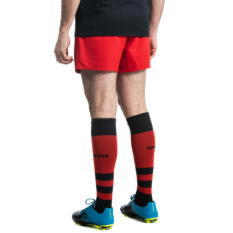 Adult Rugby Shorts with Pockets R100 Red Decathlon