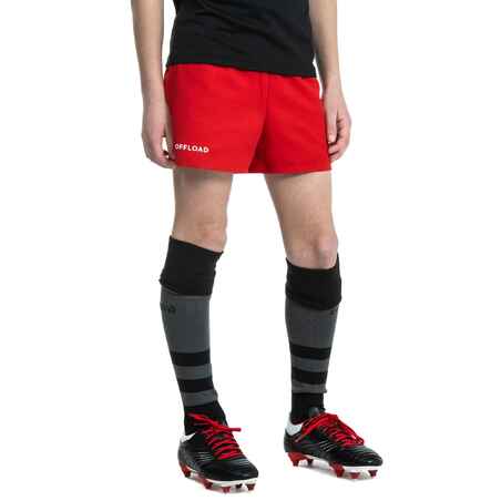 Kids' Rugby Shorts with Pockets R100 - Red