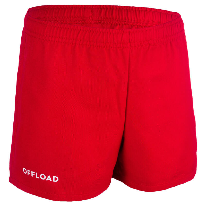 Calções de Rugby com bolsos Criança - R100 vermelho