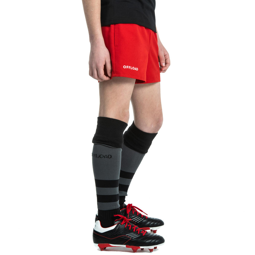 Rugbyshorts Club R100 ohne Tasche Kinder schwarz