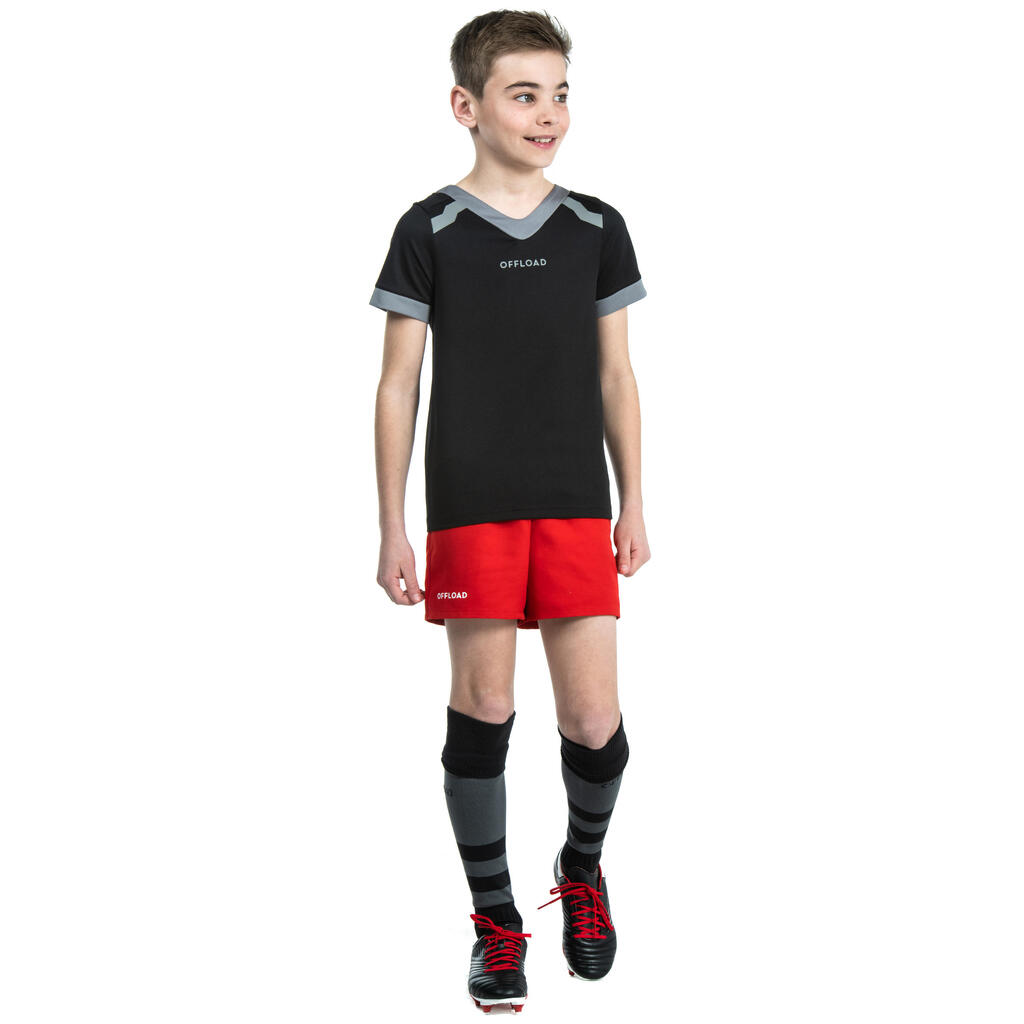 Rugbyshorts Club R100 ohne Tasche Kinder schwarz