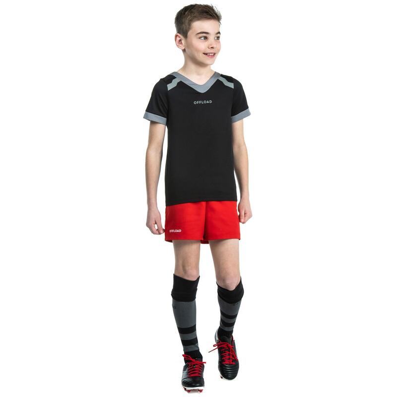 Short de Rugby R100 avec poches enfant rouge