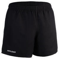 Pantalón corto rugby adulto con bolsillos R100 negro 
