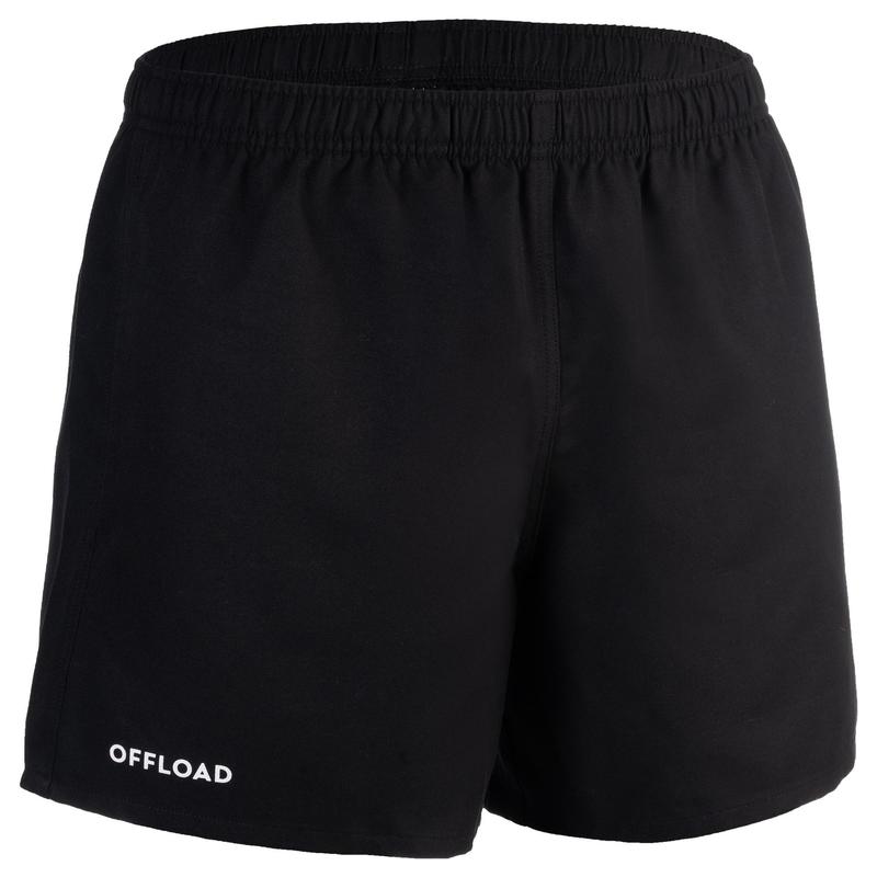 成人款橄欖球短褲R100（附口袋設計）－黑色