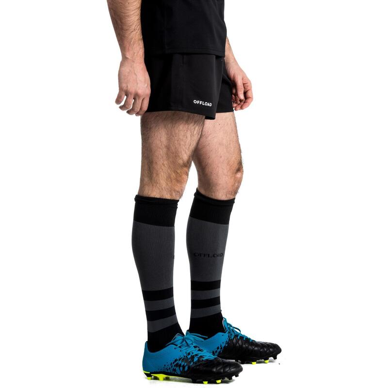 Şort rugby R100 Negru Adulți