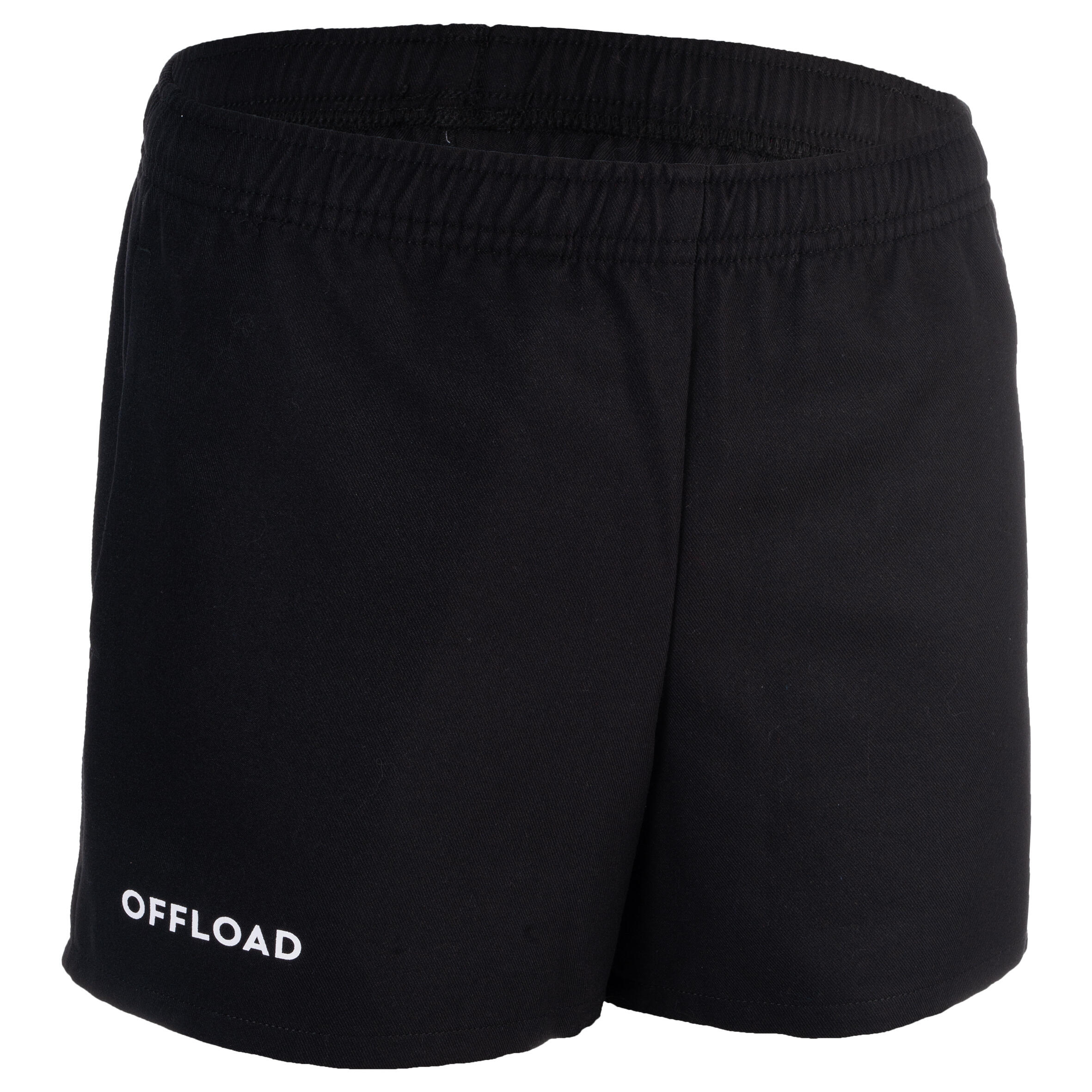 Kids' Rugby Shorts with Pockets R100 - Black 1/6