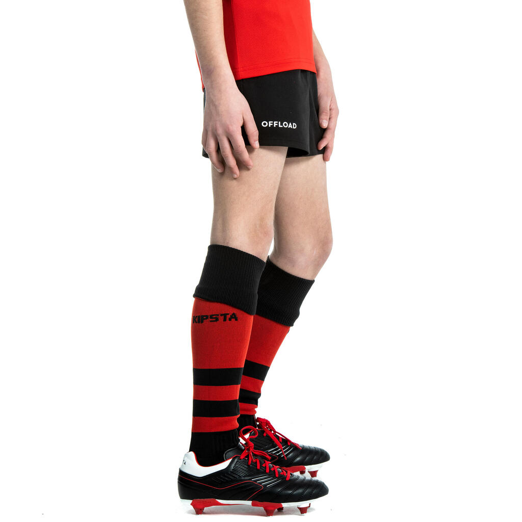 Rugbyshorts Club R100 ohne Tasche Kinder schwarz