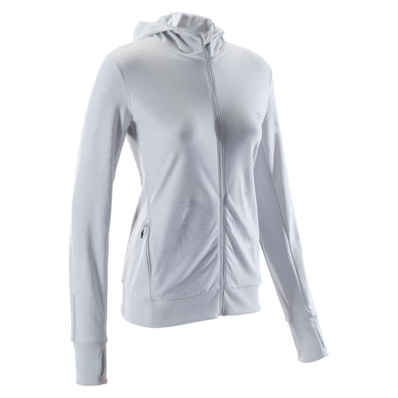 REGULAR WOMAN JOG COLD WEATHER CLOTHES Clothing - RUN WARM HOODED WOMEN'S JACKET KALENJI - Tops