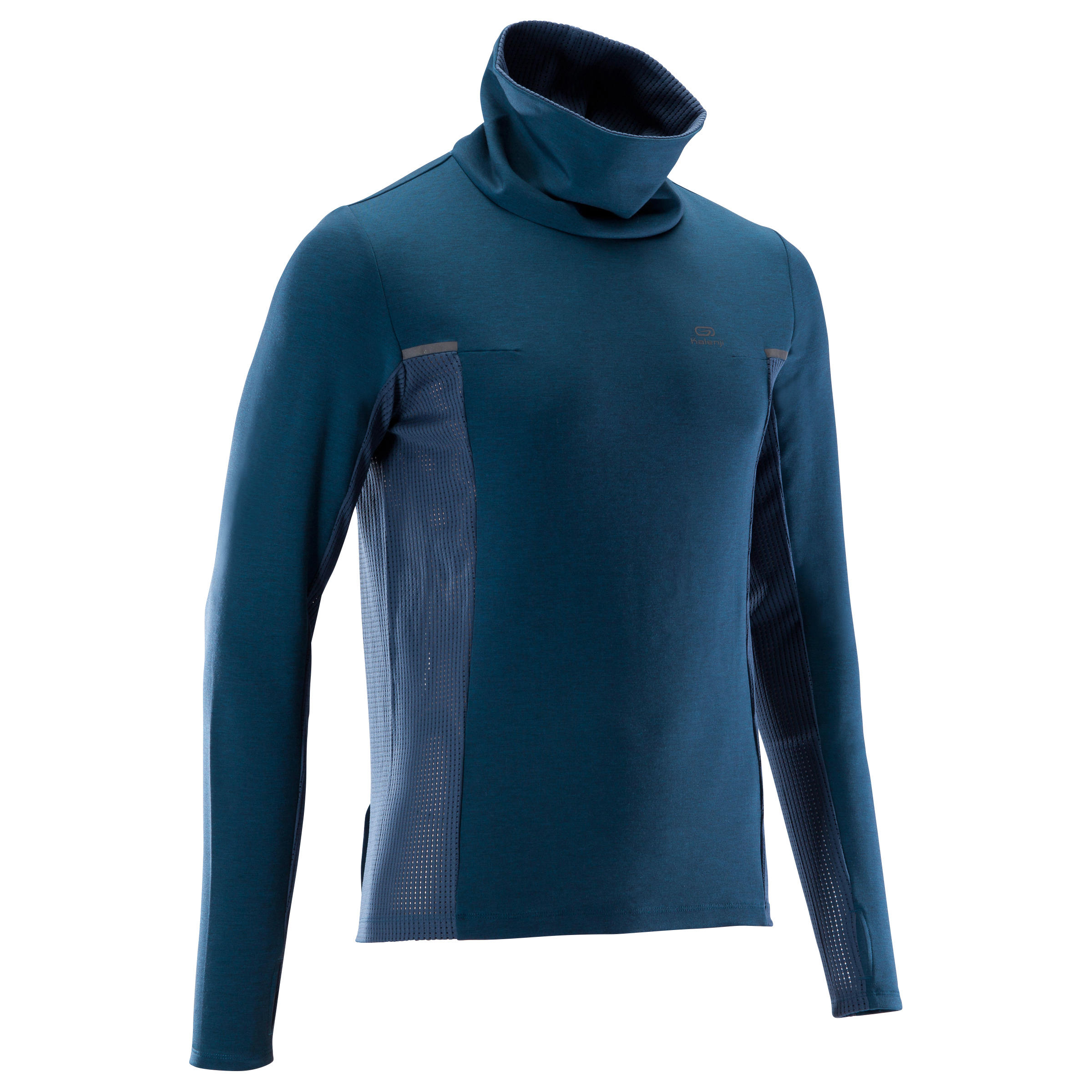 KALENJI RUN WARM+ men's running pullover high-collar blue