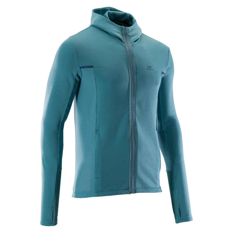 REGULAR MAN JOGGING COLD WTHR CLOTHES Clothing - RUN WARM+ JACKET GREEN KALENJI - Tops