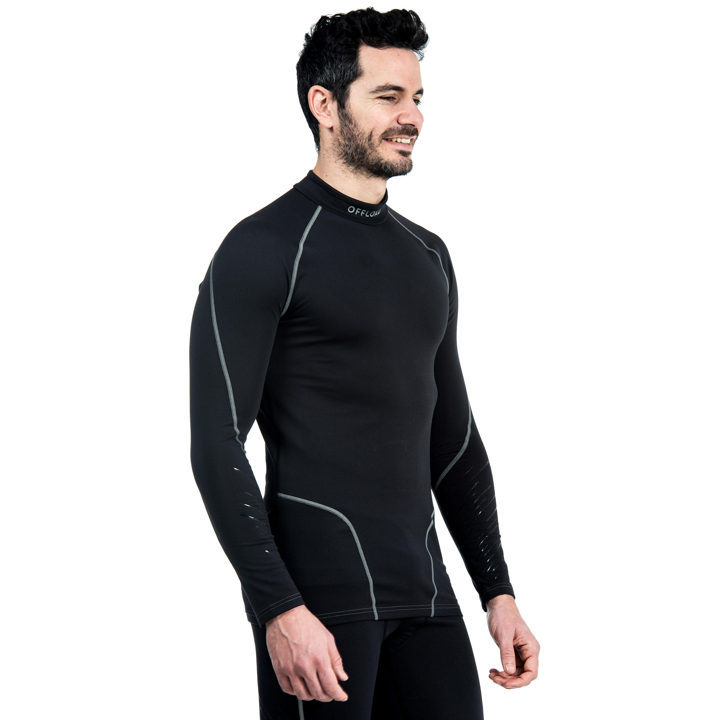 Men's Long-Sleeved Rugby Base Layer Top R500 - Black 6/10