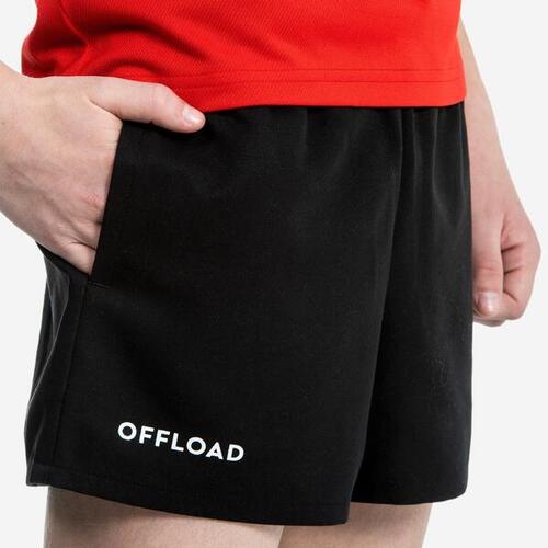 Short de rugby avec poches enfant - r100 noir