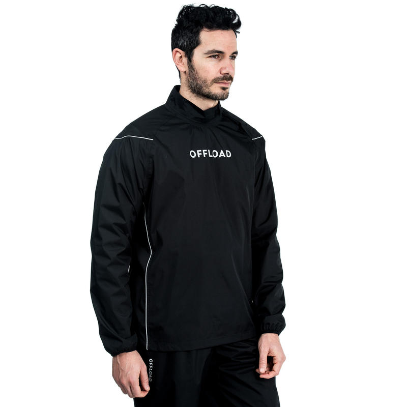 Adult Rugby Windproof Waterproof Smock Top R500 Black Decathlon