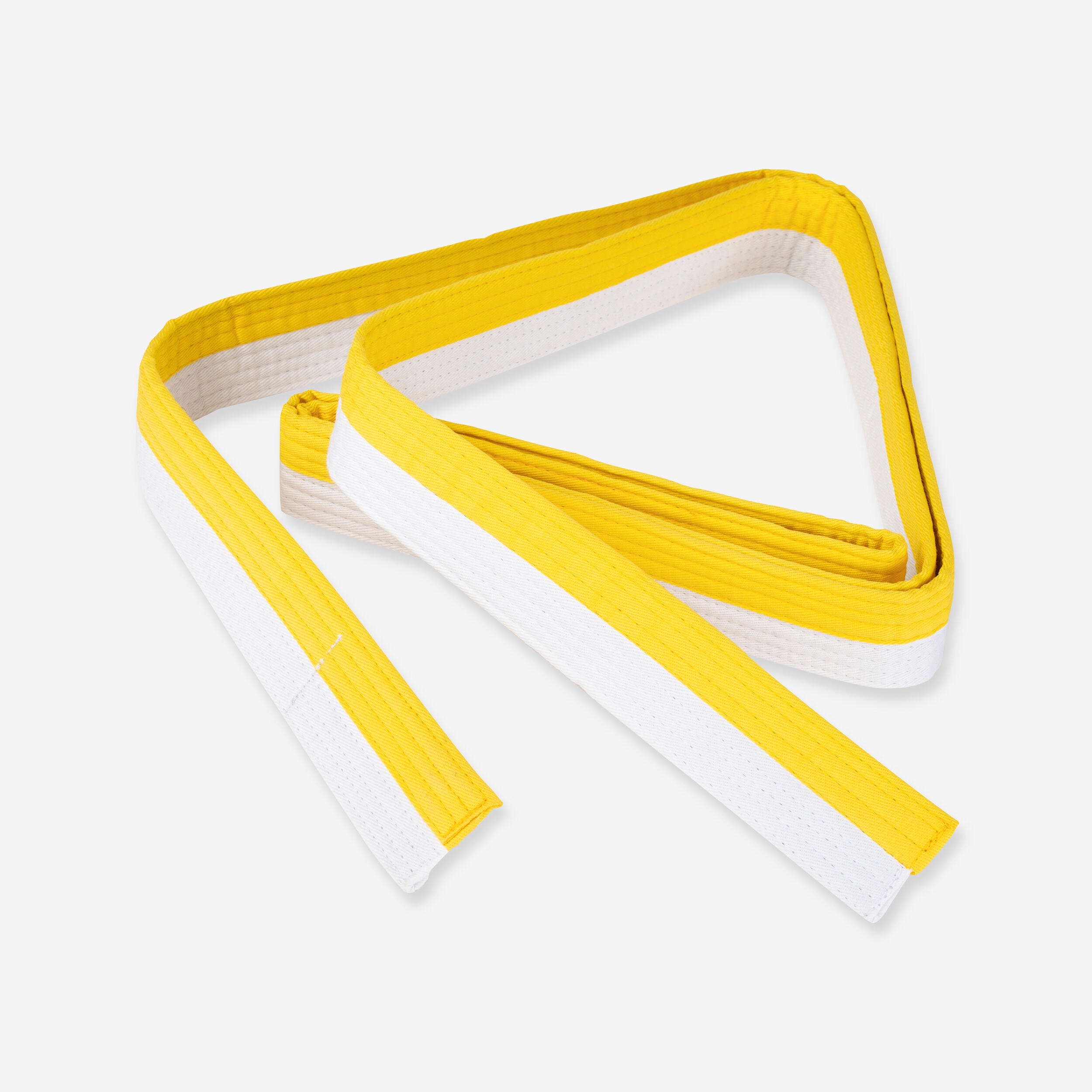 Cinto em algodão piqué de artes marciais 2,5 m branco/amarelo
