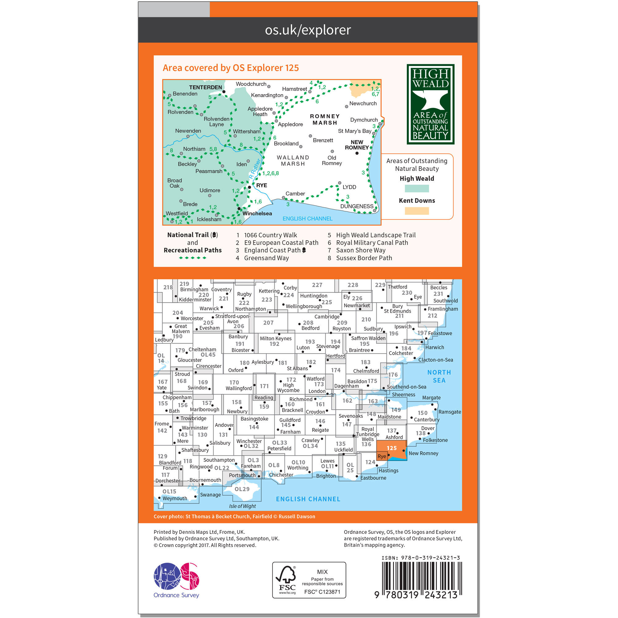 OS Explorer Map - Rye & Winchelsea, Tenterden 2/2