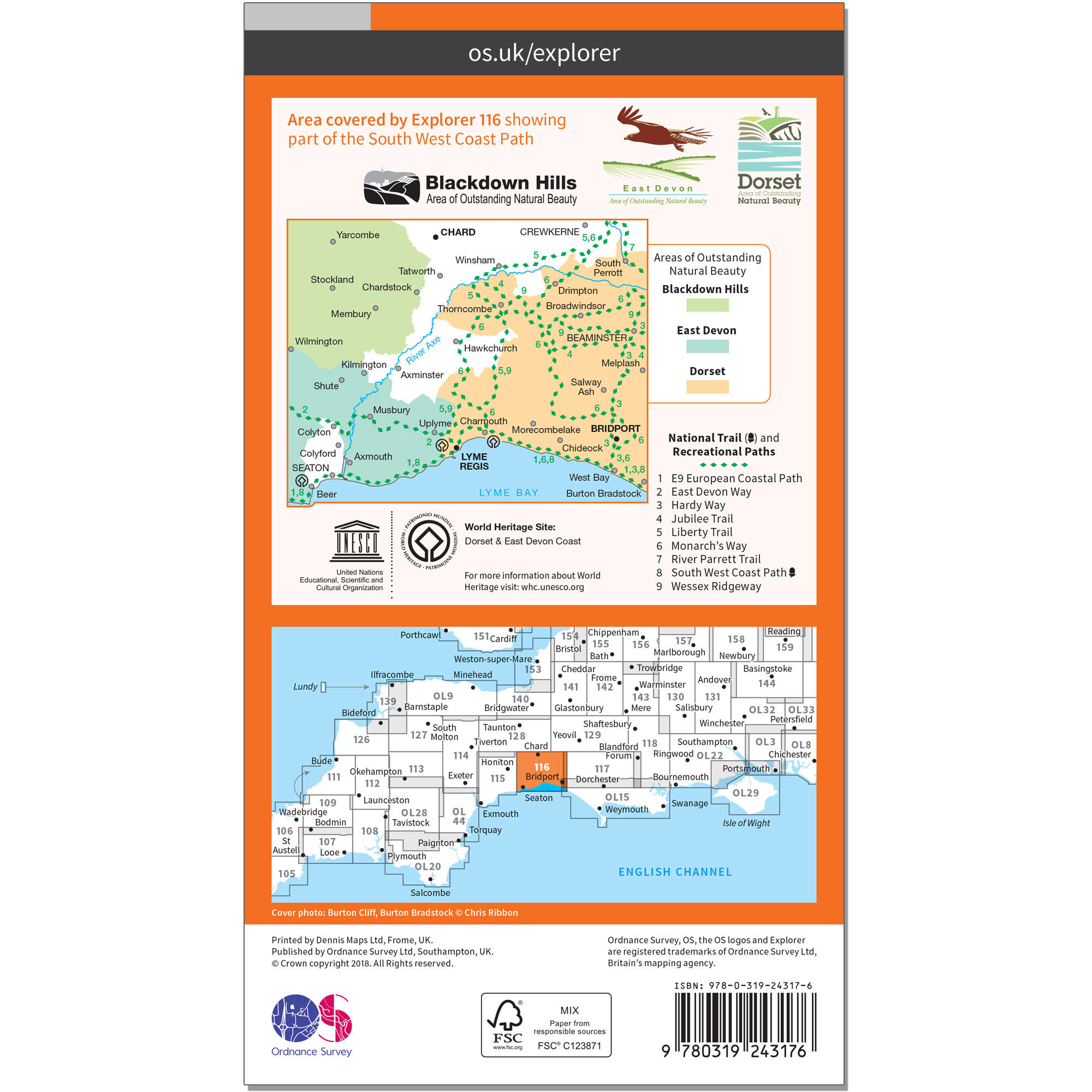 OS Explorer Map - Lyme Regis & Bridport 2/2