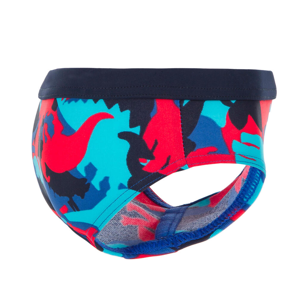 Red and blue baby's dino printed swimming briefs