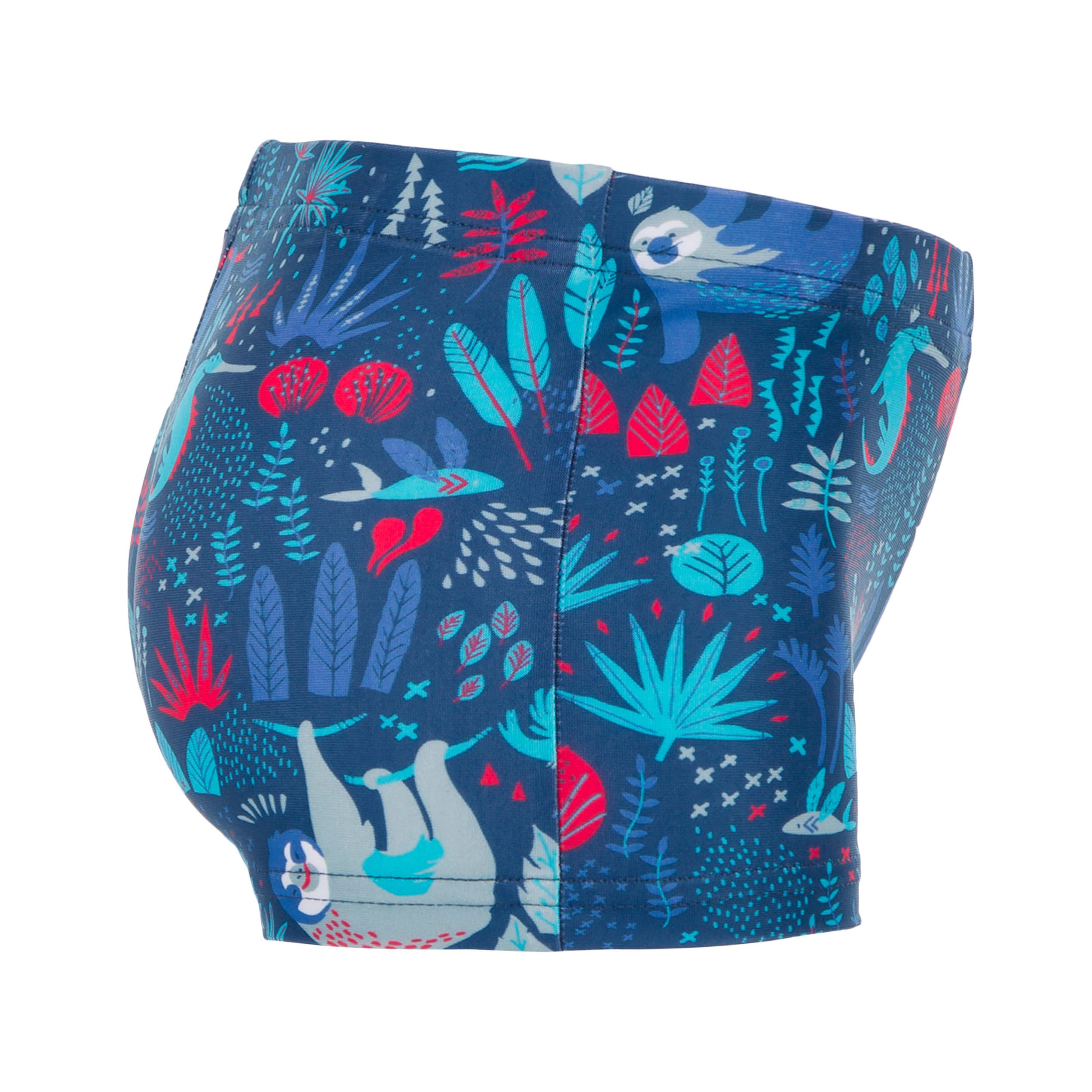 Dark blue baby boy's sloth print boxer swim shorts 3/3