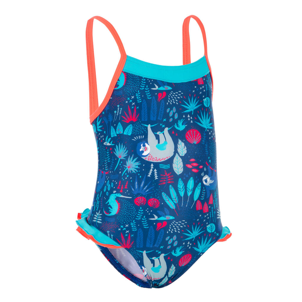 Light blue baby girl's one-piece Madina printed swimsuit