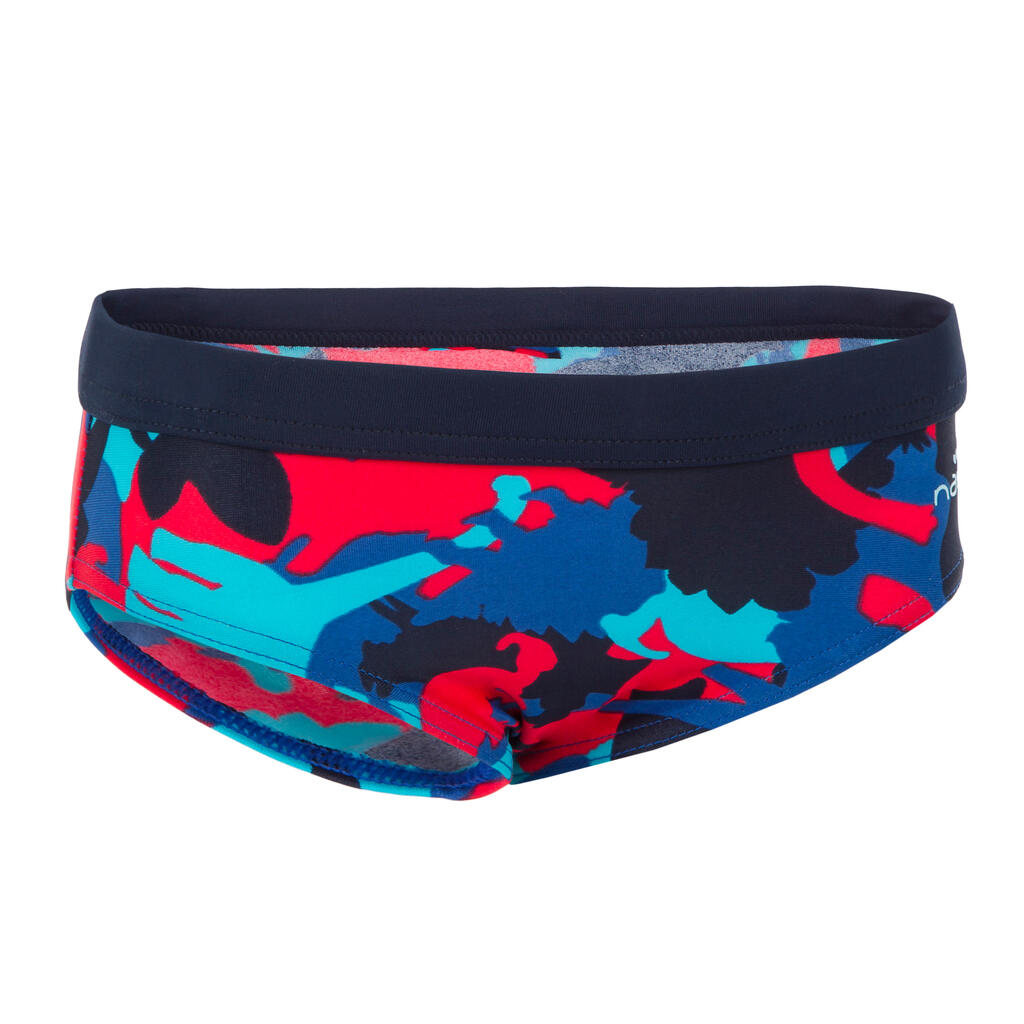 Red and blue baby's dino printed swimming briefs