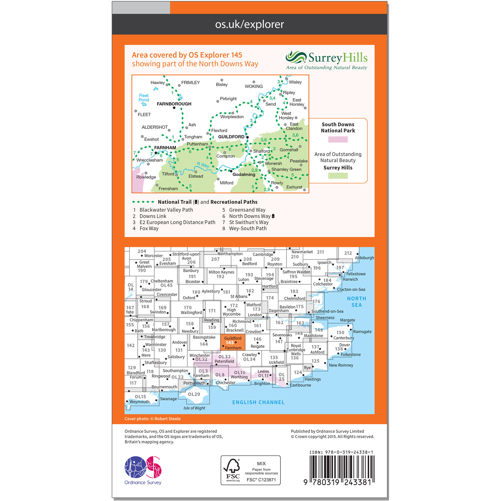 OS Explorer Map - Guildford & Farnham | Decathlon