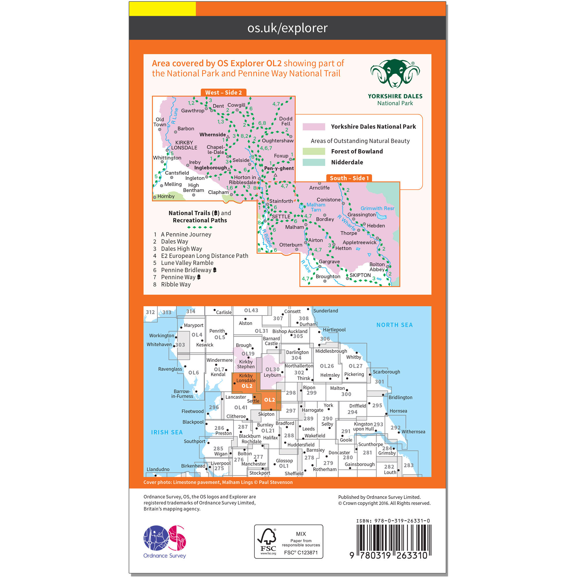 OS Explorer Map - Yorkshire Dales - Southern & Western 2/2