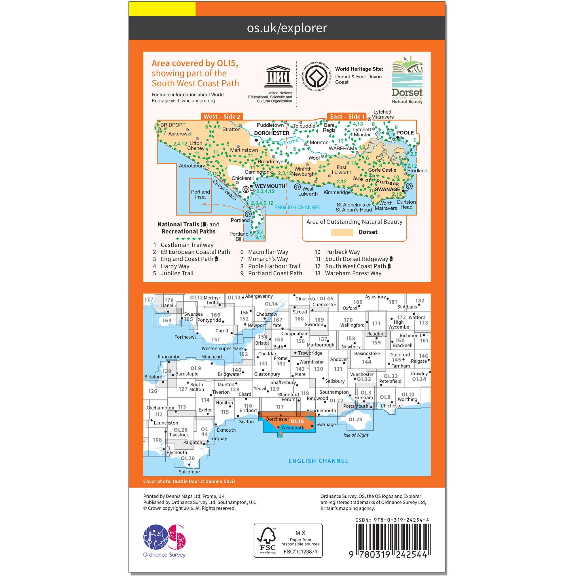 OS Explorer Leisure Map - Purbeck & South Dorset 2/2
