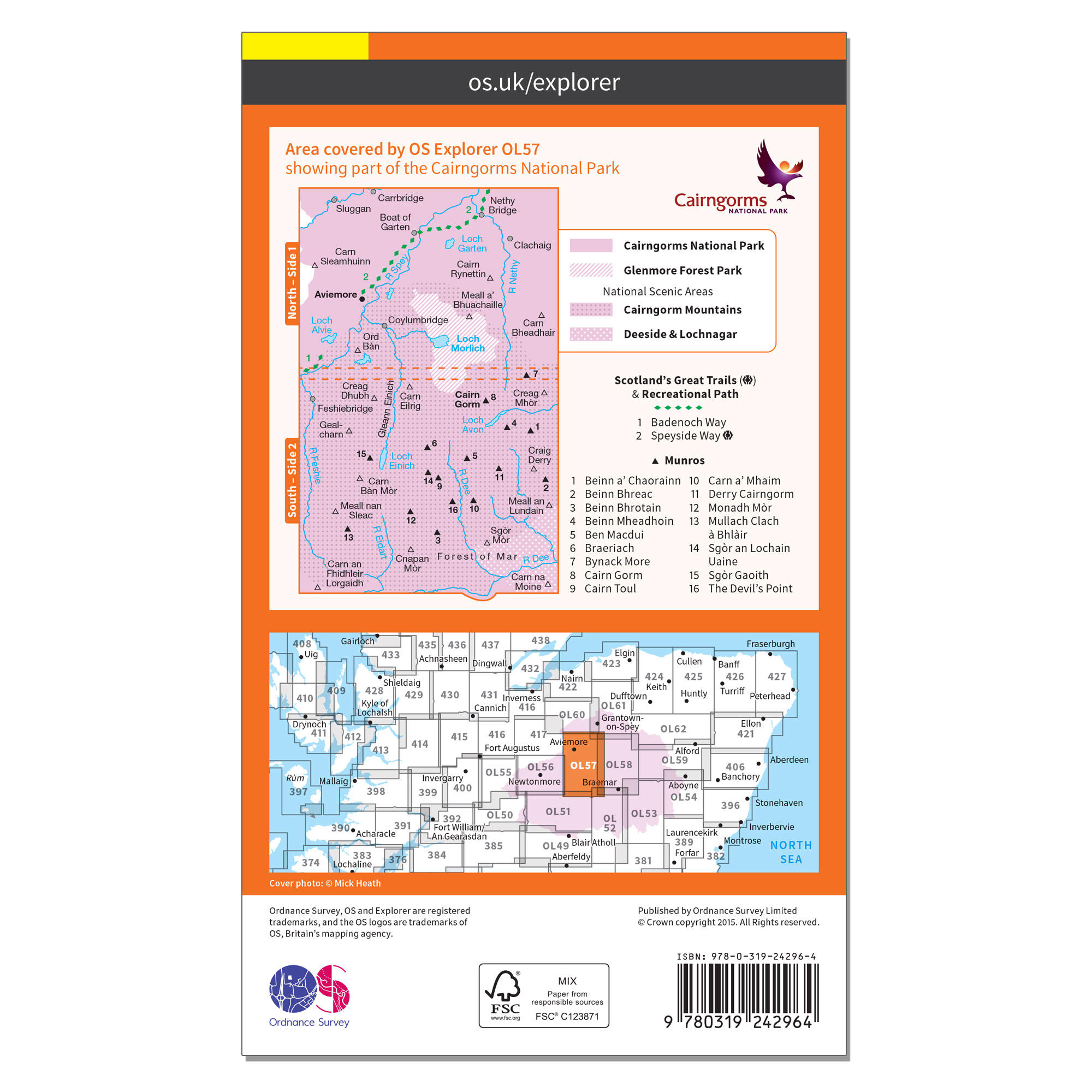 OS Explorer Leisure Map - Cairn Gorm & Aviemore 2/2