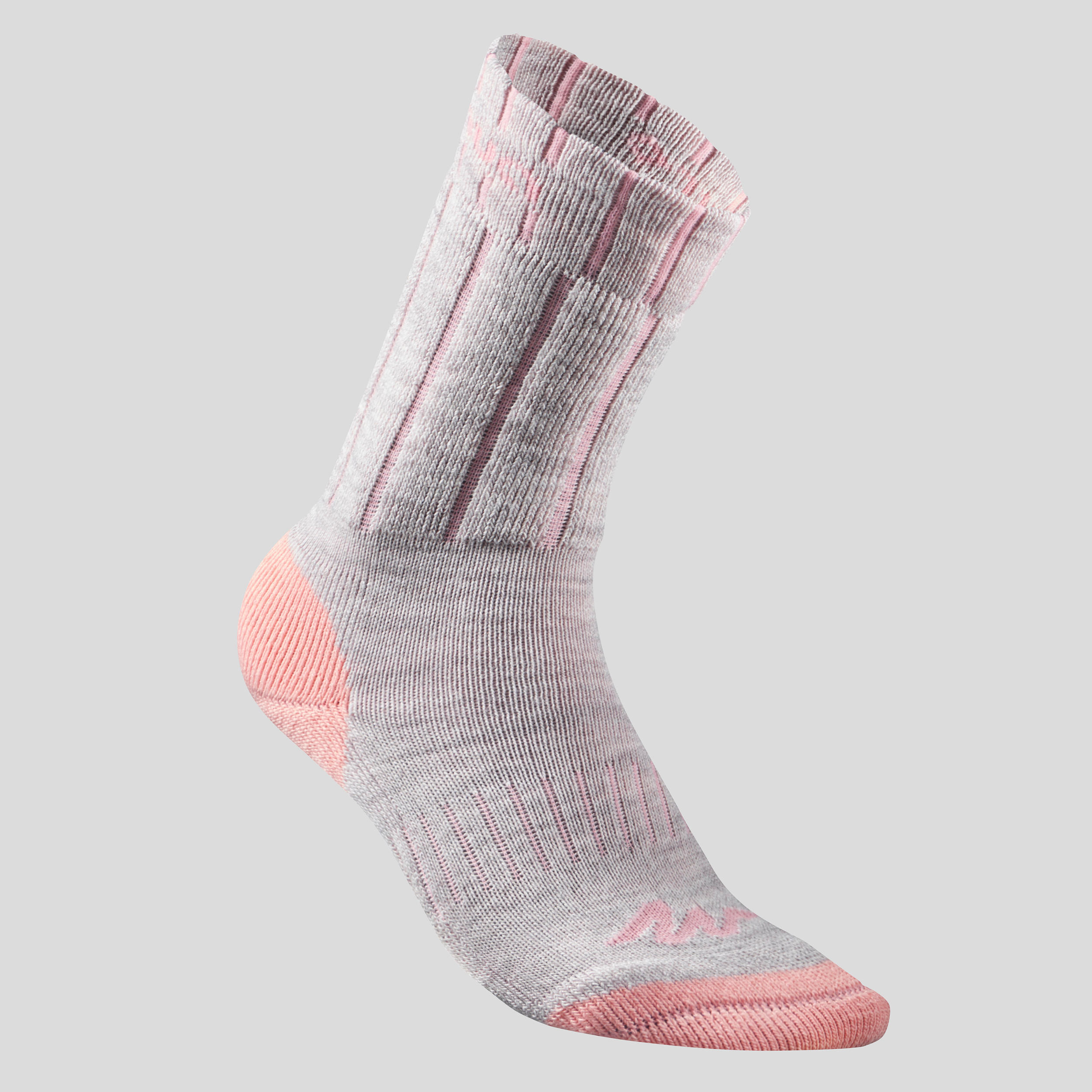 Kids' Warm Walking Socks 2 Pairs - Coral Grey 5/11