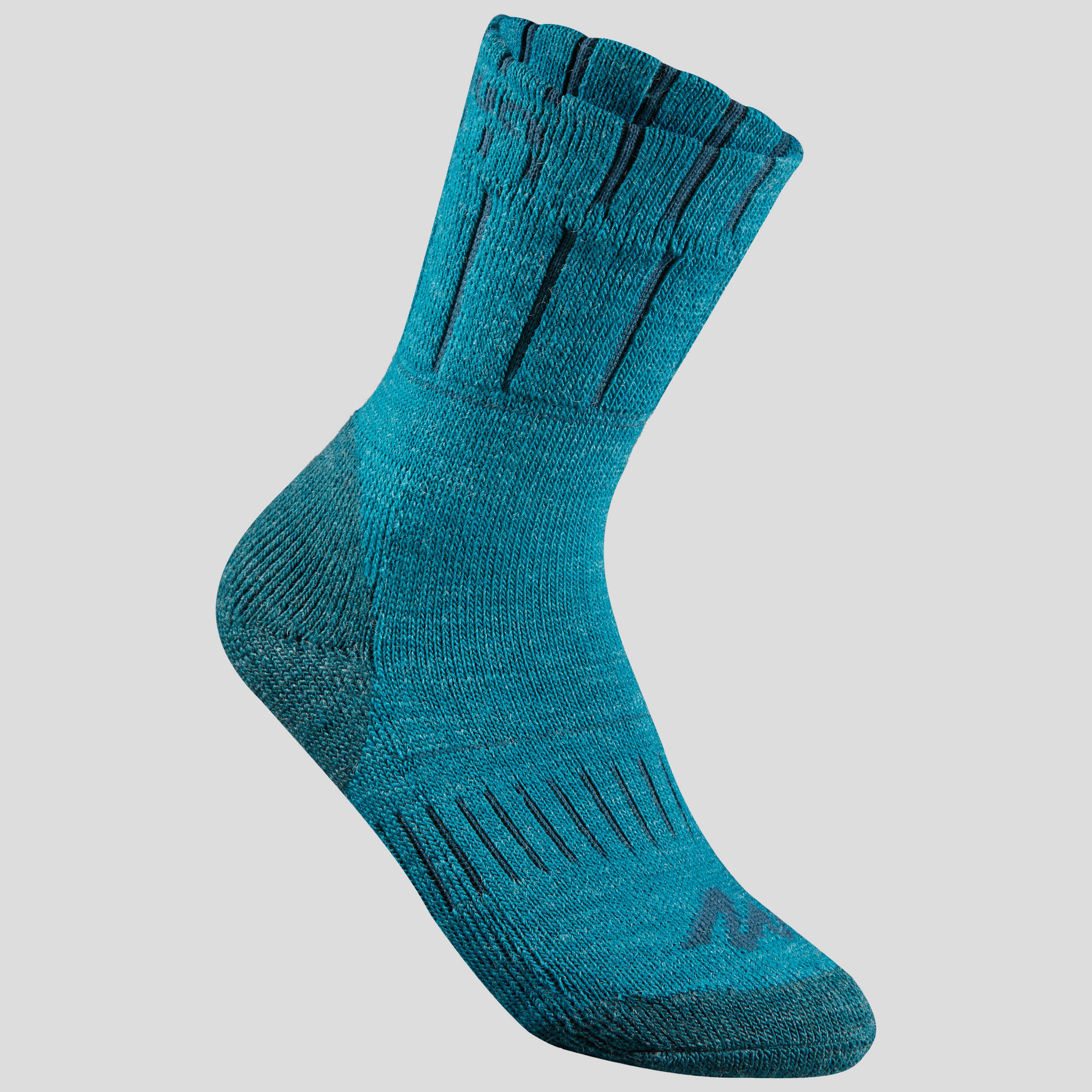 Kids’ Mid Warm Hiking Socks SH100 Warm x 2 Pairs - Grey Blue -  5