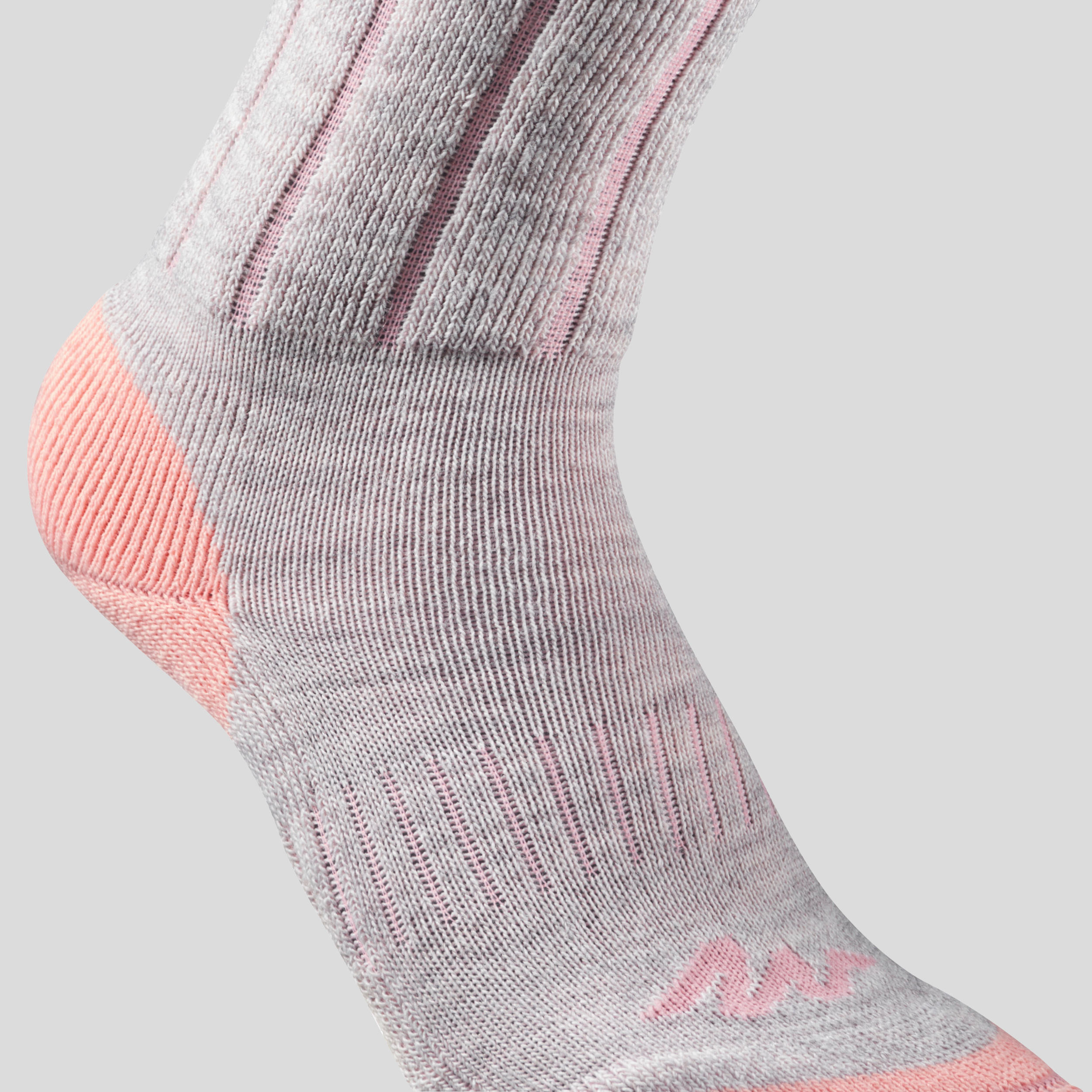 Kids' Warm Walking Socks 2 Pairs - Coral Grey 9/13