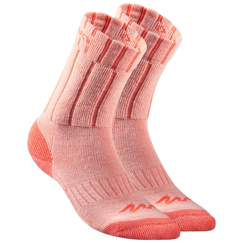 Children's Snow Hiking Socks SH100 Warm Mid - Coral Grey. Children's Snow Hiking Socks SH100 Warm Mid - Coral Grey.
