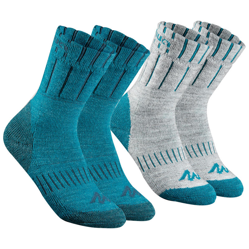 Kids' Snow Hiking Socks SH100 Warm Mid - Grey Blue. Kids' Snow Hiking Socks SH100 Warm Mid - Grey Blue.